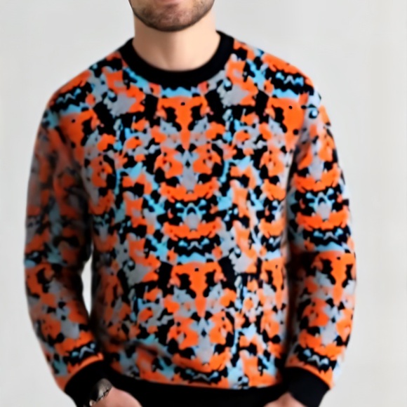 Men’s Zara Abstract Soft Jacquard Crewneck Fall Sweater Size Small - Picture 5 of 5